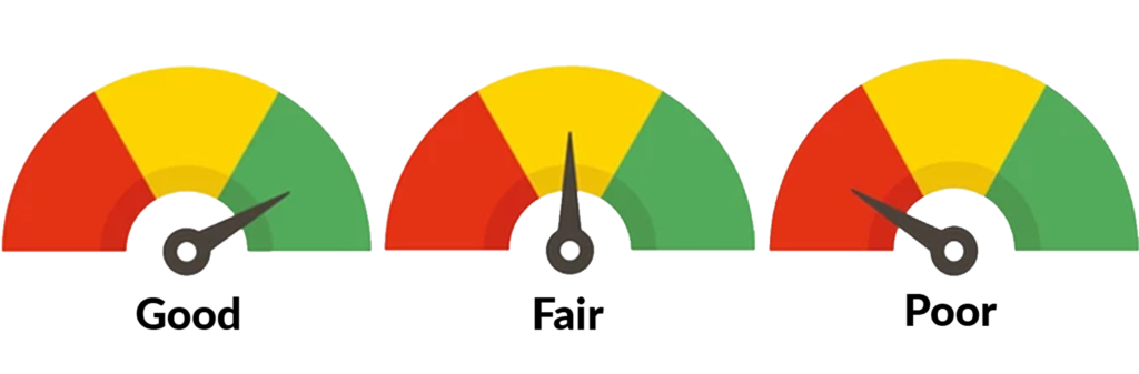 graphics for good in green, fair in yellow, and poor in red.