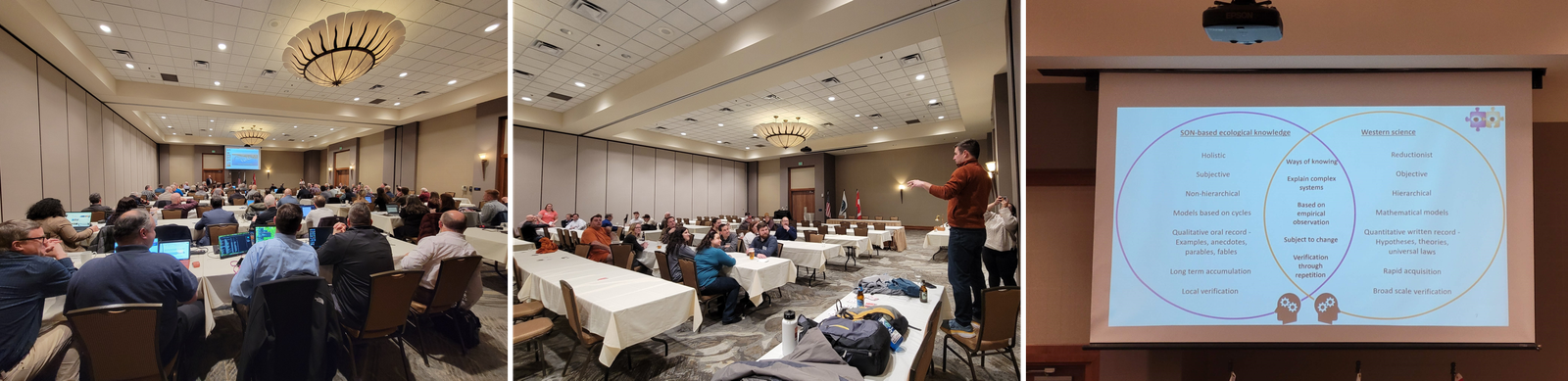 A large ballroom filled with people.